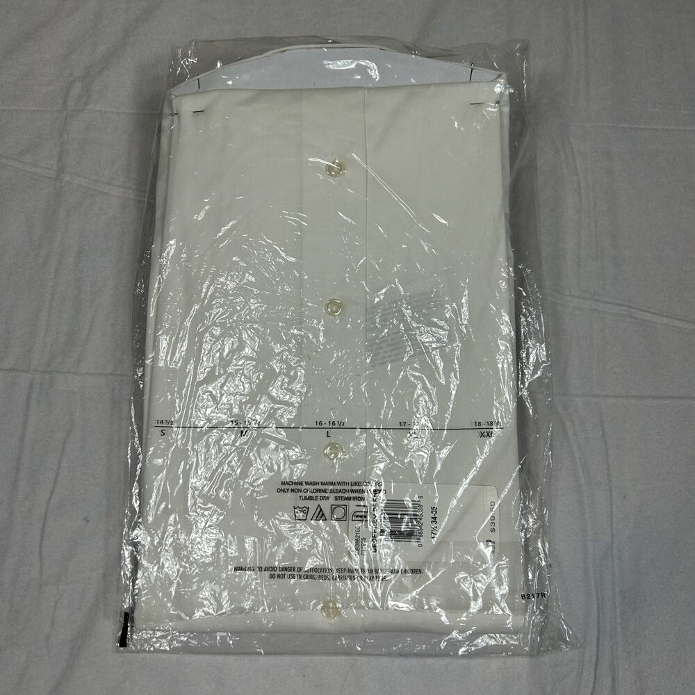 NWT Geoffrey Beene Men's XL 17.5 34/35 White Dress Shirt Wrinkle Free Cotton - Picture 2 of 10